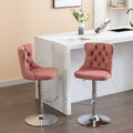 Swivel Velvet Barstools Adjusatble Seat Height From 25 33 Inch, Modern Upholstered Chrome Base Bar Stools With Backs Comfortable Tufted For Home Pub And Kitchen Island, Pink,Set Of 2,1712Pk Pink Dining Room American Design Bar Stools Foam Velvet