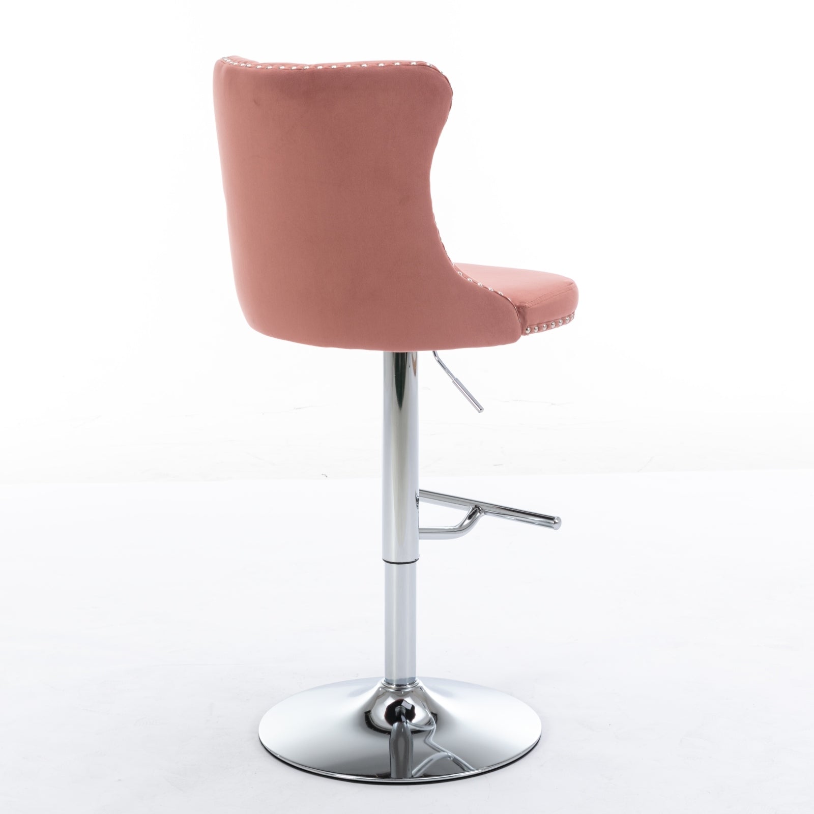 Swivel Velvet Barstools Adjusatble Seat Height From 25 33 Inch, Modern Upholstered Chrome Base Bar Stools With Backs Comfortable Tufted For Home Pub And Kitchen Island, Pink,Set Of 2,1712Pk Pink Dining Room American Design Bar Stools Foam Velvet