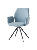 Segismunda Side Chair W Swivel, Light Blue Leather & Black Finish Dn02403 Light Blue Leather