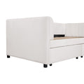 Twin Size Upholstered Daybed With Ergonomic Design Backrest And 2 Drawers, Beige Beige Velvet