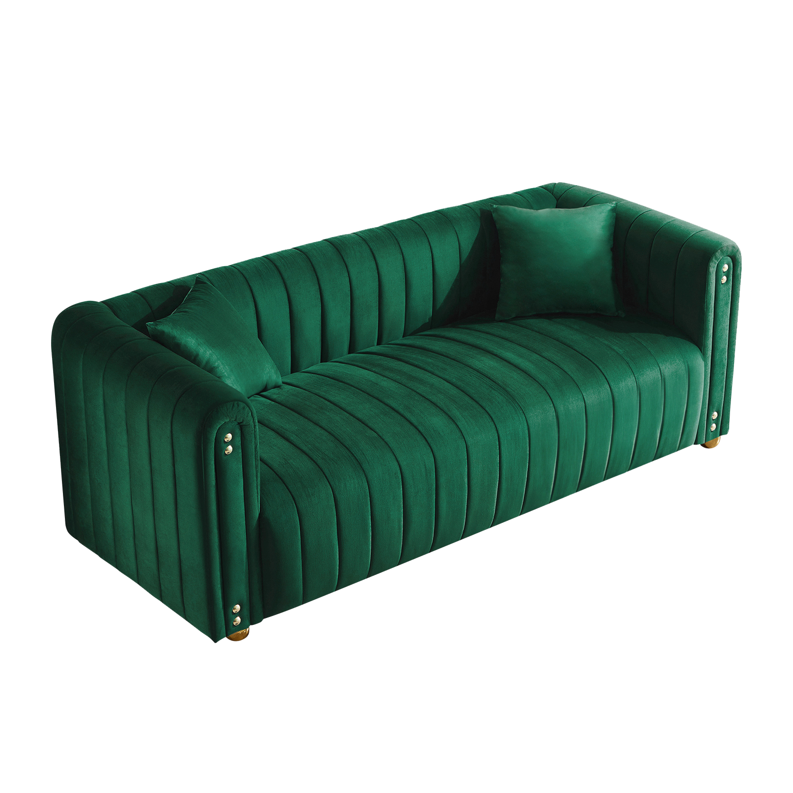 79.92" Modern Vertical Channel Tufted Velvet Sofa,Comfortable Sofa For Living Room Green Green Velvet 3 Seat