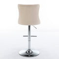 Swivel Velvet Barstools Adjusatble Seat Height From 25 33 Inch, Modern Upholstered Chrome Base Bar Stools With Backs Comfortable Tufted For Home Pub And Kitchen Island, Beige,Set Of 2 Beige Dining Room American Design Bar Stools Foam Velvet