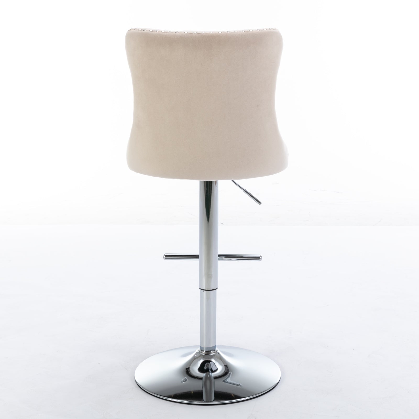 Swivel Velvet Barstools Adjusatble Seat Height From 25 33 Inch, Modern Upholstered Chrome Base Bar Stools With Backs Comfortable Tufted For Home Pub And Kitchen Island, Beige,Set Of 2 Beige Dining Room American Design Bar Stools Foam Velvet