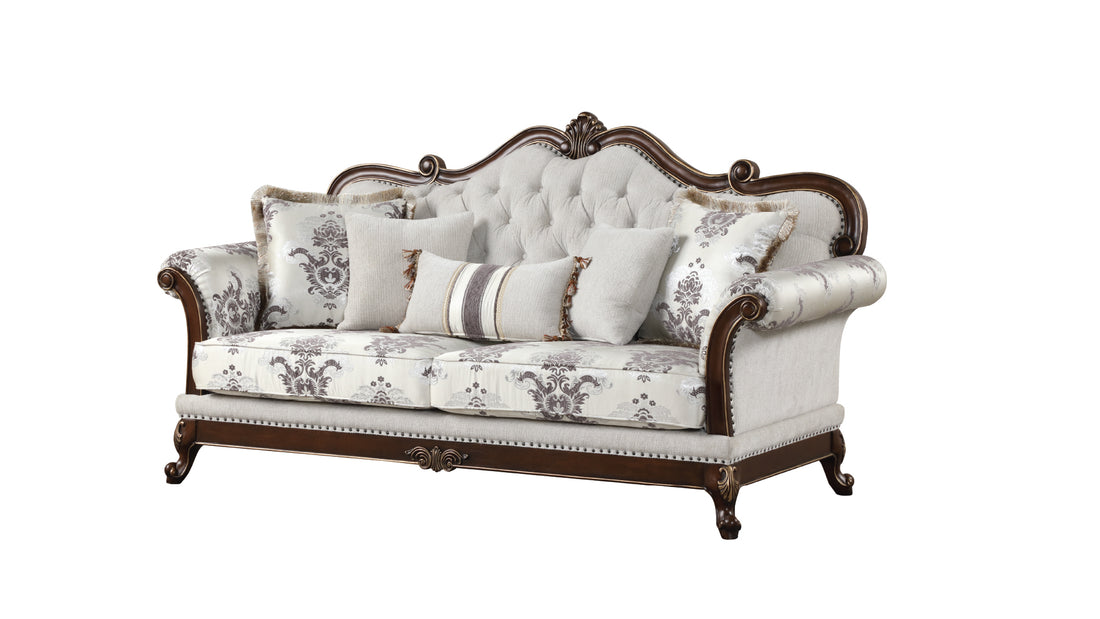 Gloria Traditional Style 3Pc Button Tufted Living Room Set White Primary Living Space Traditional Wood 6 Seat