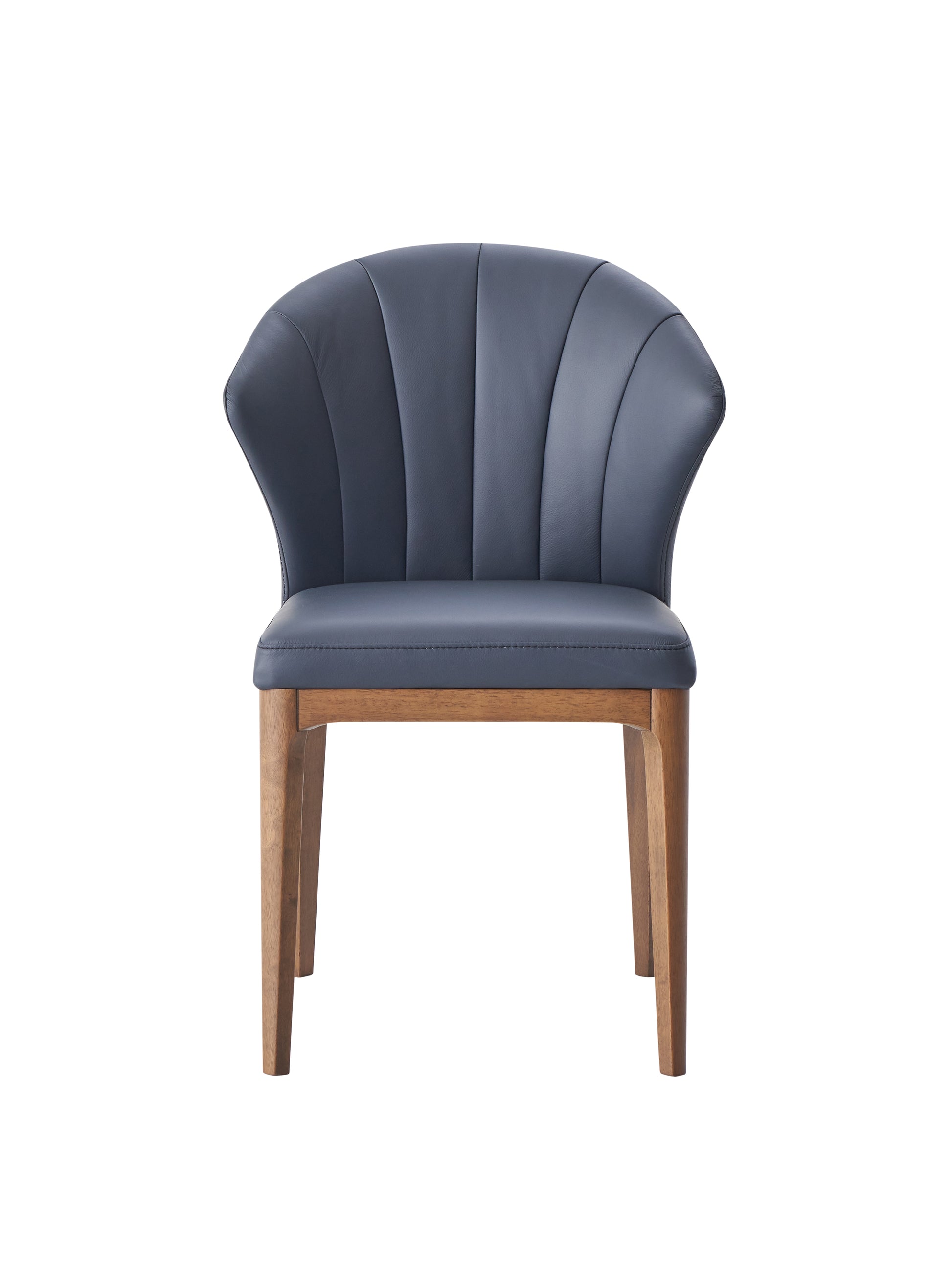 Seraphyne Side Chair Set 2 , Slate Leather & Walnut Finish Dn02402 Slate Leather