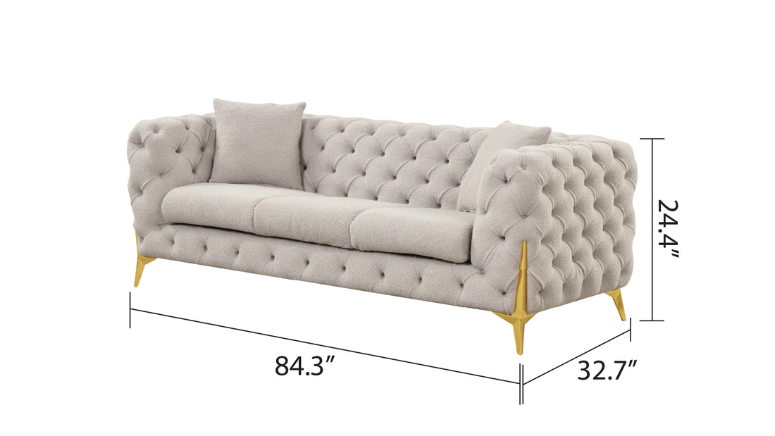 Contempo Modern Style Buckle Fabric Sofa Made With Wood In Gray Gray Wood Primary Living Space Contemporary Faux Fur Wood