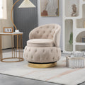 360 Degree Swivel Cuddle Barrel Accent Storage Chairs, Round Armchairs With Wide Upholstered, Fluffy Velvet Fabric Chair For Living Room, Bedroom, Office, Waiting Rooms Beige Primary Living Space Foam Velvet