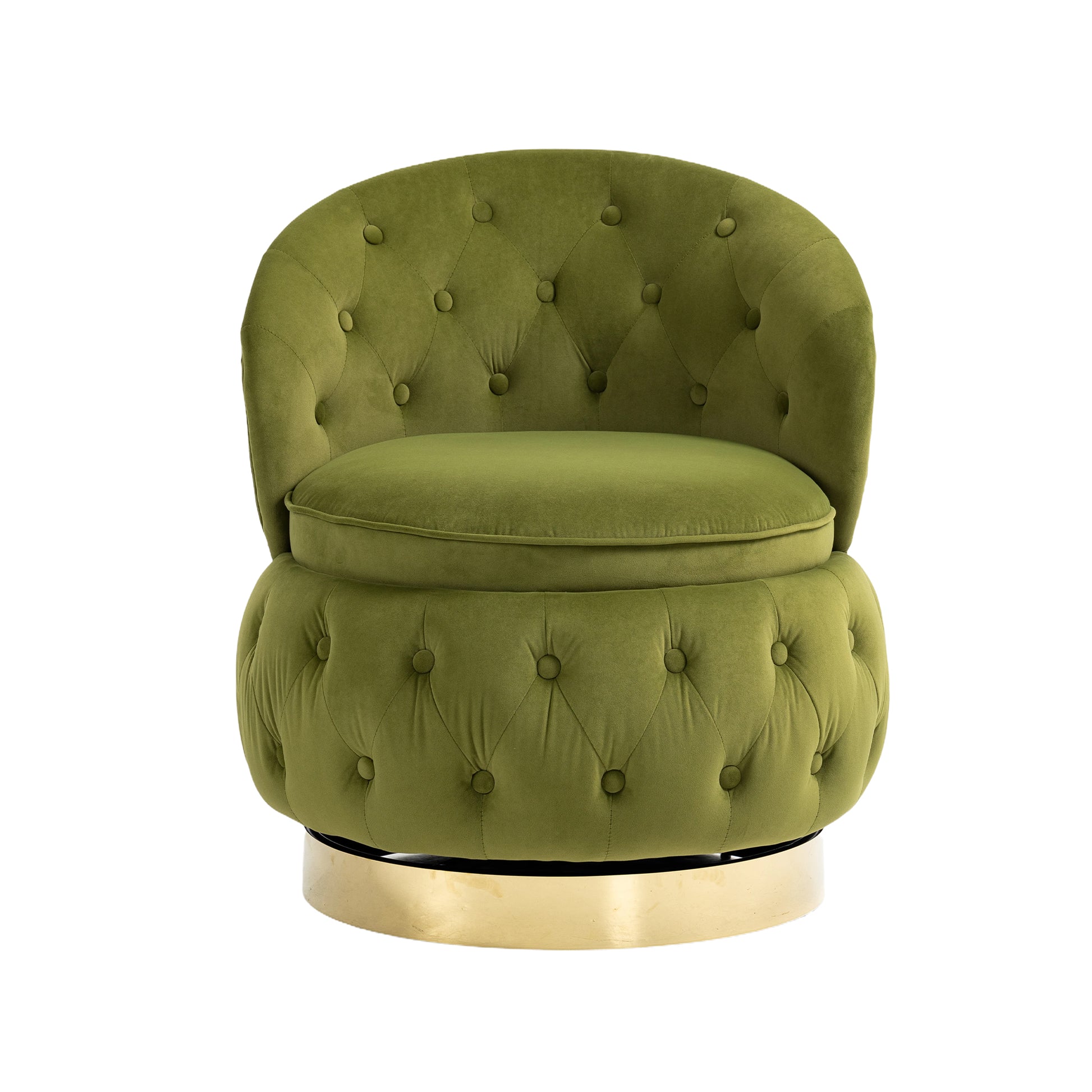 360 Degree Swivel Cuddle Barrel Accent Storage Chairs, Round Armchairs With Wide Upholstered, Fluffy Velvet Fabric Chair For Living Room, Bedroom, Office, Waiting Rooms Olive Green Primary Living Space Foam Velvet