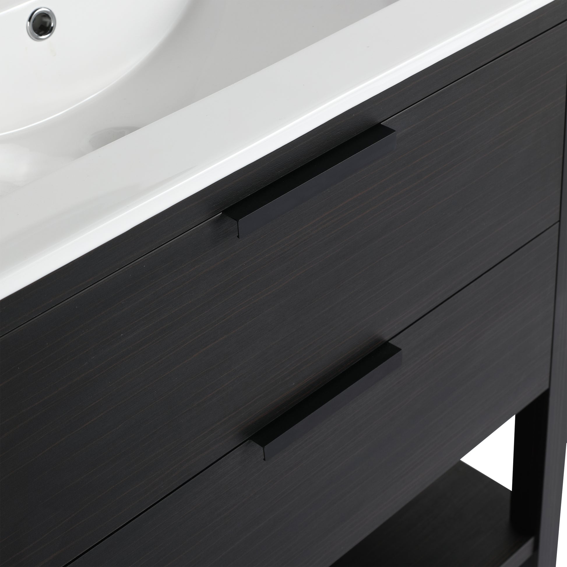 30 Inch Bathroom Vanity With Sink And 2 Soft Close Drawers Bvb01030Bct Bl9075B 2 Black Chestnut 1 Bathroom Freestanding Modern Plywood