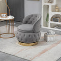 360 Degree Swivel Cuddle Barrel Accent Storage Chairs, Round Armchairs With Wide Upholstered, Fluffy Velvet Fabric Chair For Living Room, Bedroom, Office, Waiting Rooms Gray Primary Living Space Foam Velvet