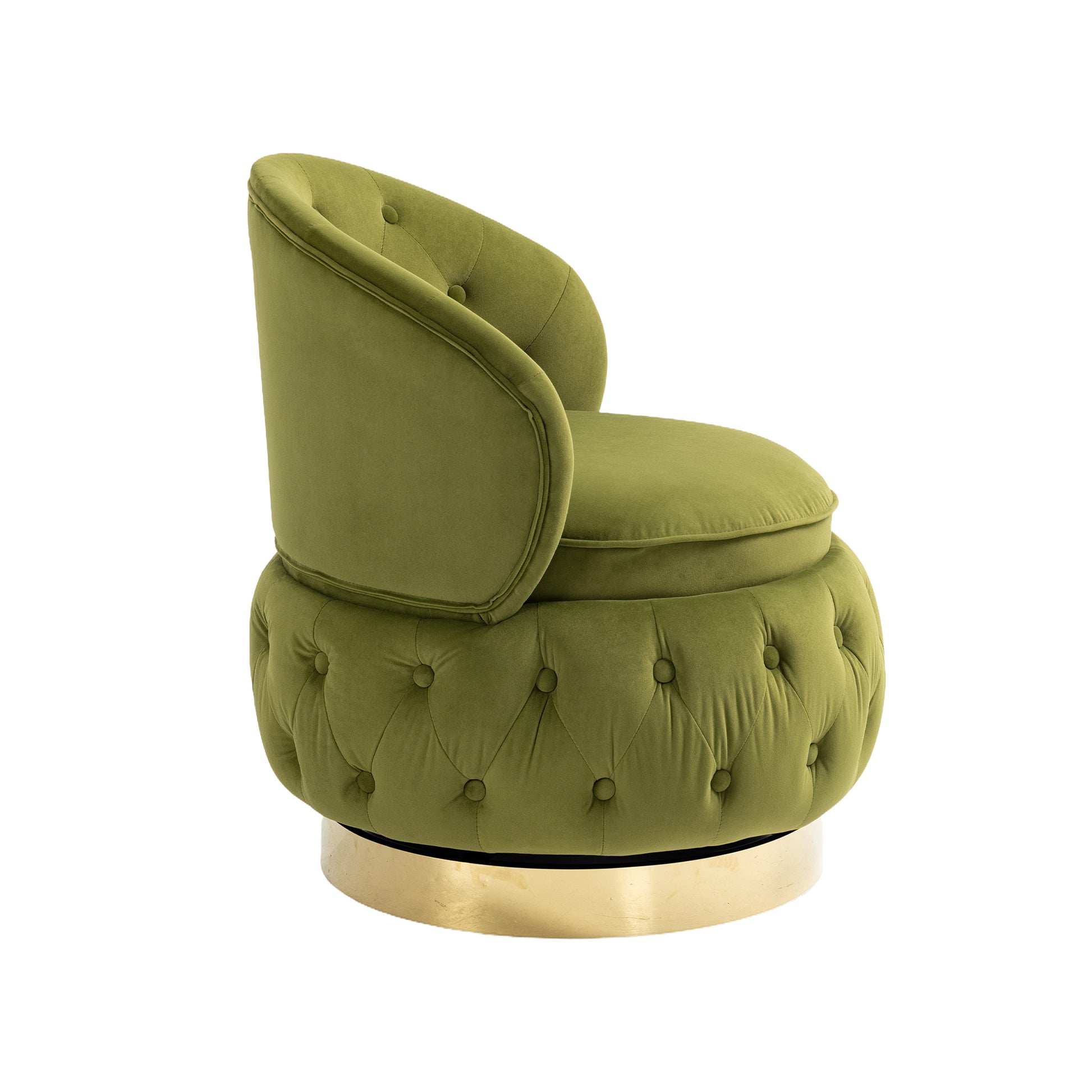 360 Degree Swivel Cuddle Barrel Accent Storage Chairs, Round Armchairs With Wide Upholstered, Fluffy Velvet Fabric Chair For Living Room, Bedroom, Office, Waiting Rooms Olive Green Primary Living Space Foam Velvet