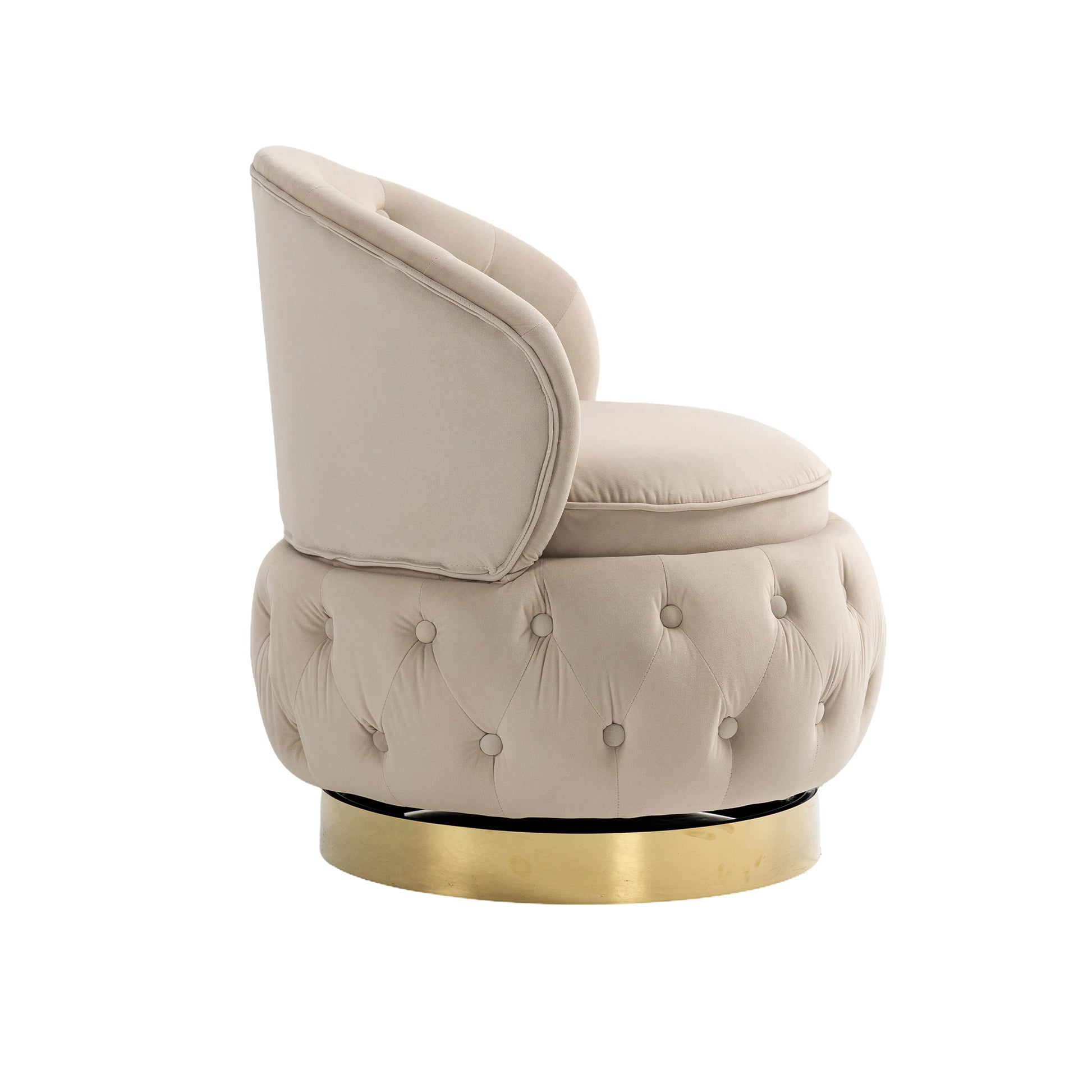 360 Degree Swivel Cuddle Barrel Accent Storage Chairs, Round Armchairs With Wide Upholstered, Fluffy Velvet Fabric Chair For Living Room, Bedroom, Office, Waiting Rooms Beige Primary Living Space Foam Velvet