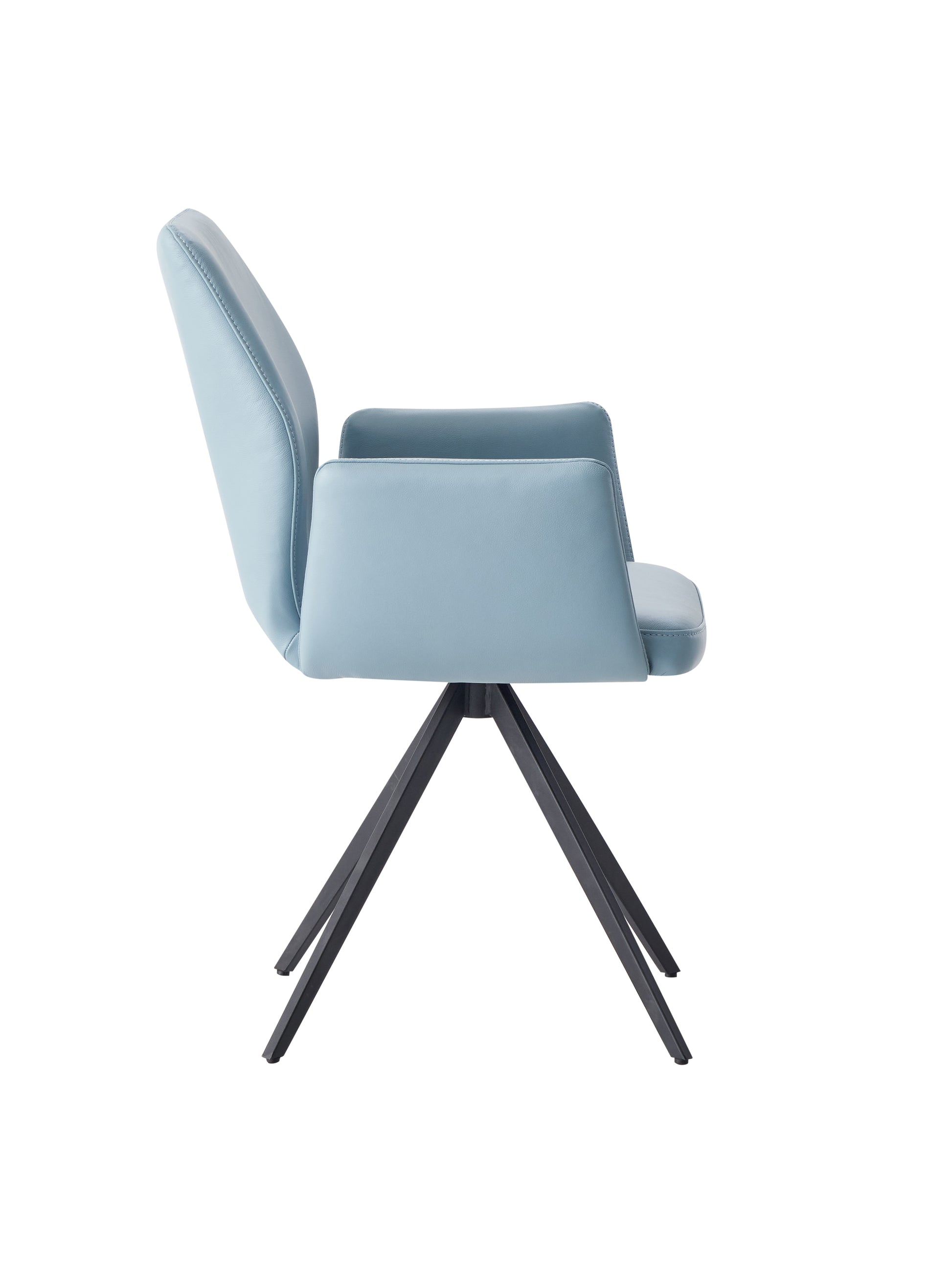 Segismunda Side Chair W Swivel, Light Blue Leather & Black Finish Dn02403 Light Blue Leather