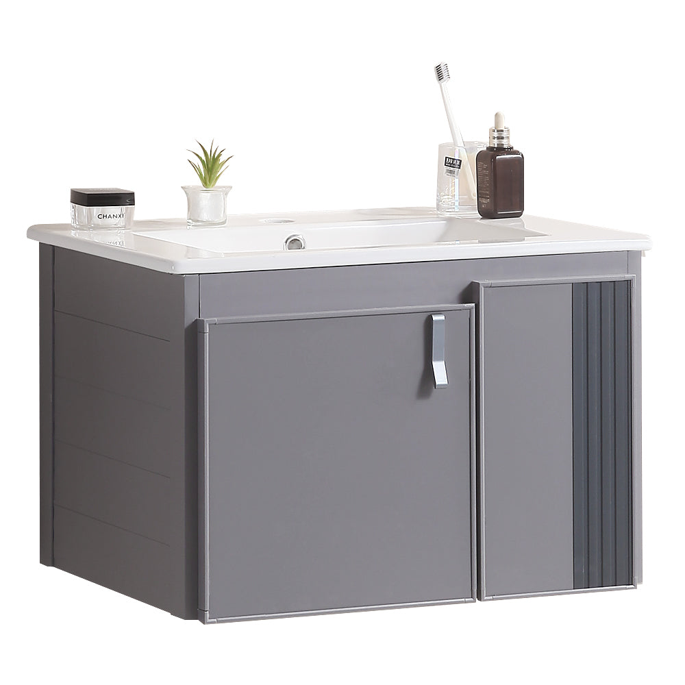 24' Stylish Aluminum Wall Mounted Bathroom Vanity with grey-aluminium