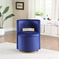 360 Swivel Accent Chair With Storage Function, Velvet Curved Chair With Gold Metal Base For Living Room, Nursery, Bedroom Video Blue Velvet