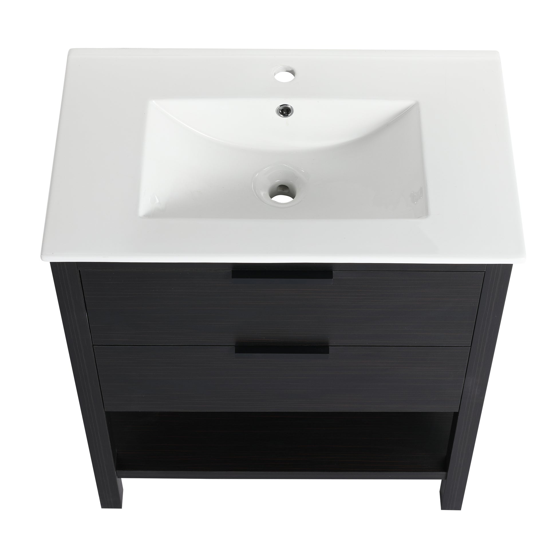 30 Inch Bathroom Vanity With Sink And 2 Soft Close Drawers Bvb01030Bct Bl9075B 2 Black Chestnut 1 Bathroom Freestanding Modern Plywood