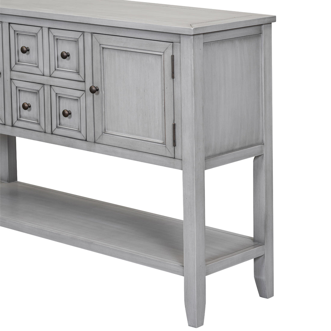 Cambridge Series Large Storage Vintage Console Table With Four Small Drawers And Bottom Shelf For Living Rooms, Entrances And Kitchens Antique Gray, Old Sku: Wf190263Aae Antique Gray Solid Wood Mdf