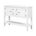 Cambridge Series Large Storage Vintage Console Table With Four Small Drawers And Bottom Shelf For Living Rooms, Entrances And Kitchens White, Old Sku: Wf190263Aaa White Solid Wood Mdf