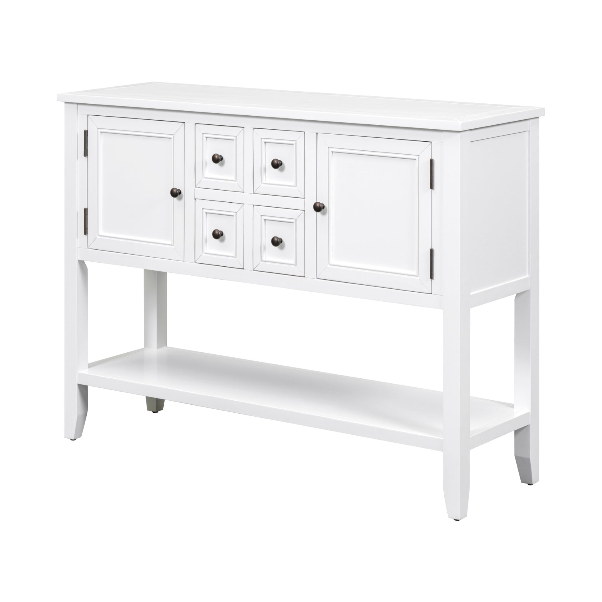 Cambridge Series Large Storage Vintage Console Table With Four Small Drawers And Bottom Shelf For Living Rooms, Entrances And Kitchens White, Old Sku: Wf190263Aaa White Solid Wood Mdf