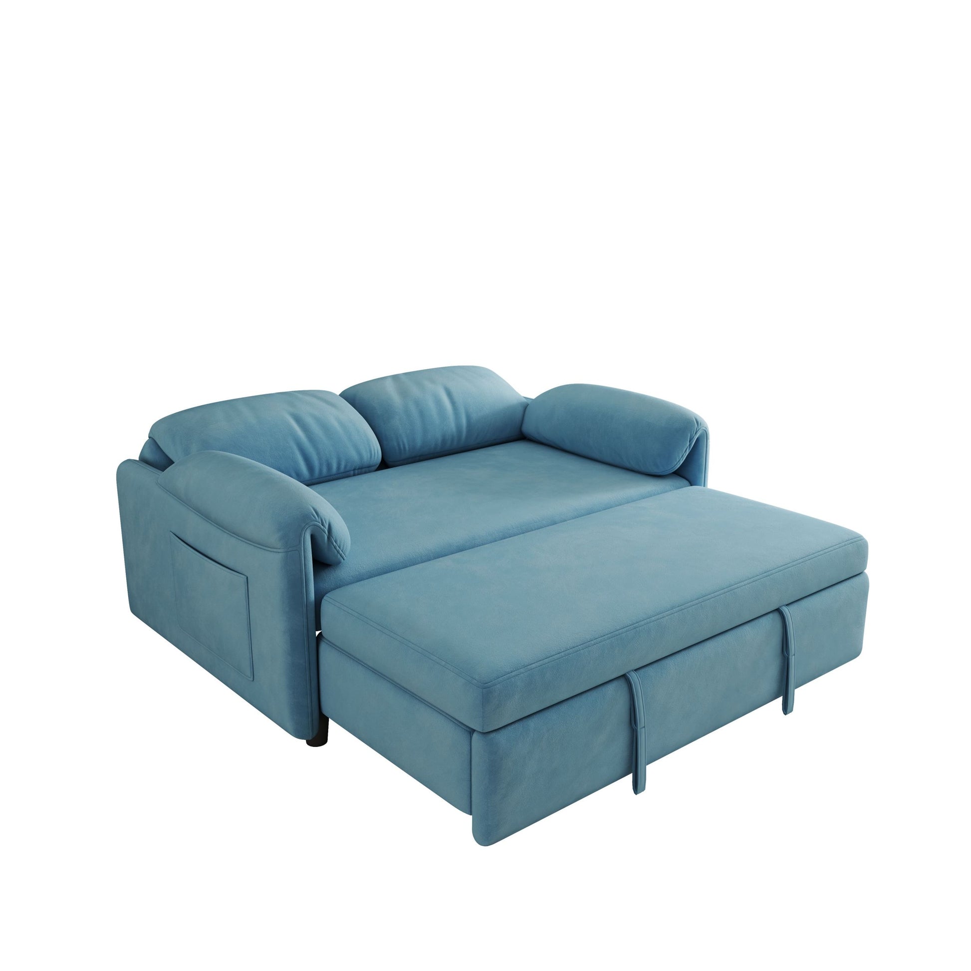 54 "Velvet Blue Sofa Sofa Bed Dual Purpose Living Room Retractable Bed Blue Velvet