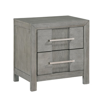 Kenzo Modern Style 2 Drawer Night Stand With Silver Coated Metal Handles Made With Wood In Gray Color Gray 2 Drawers Bedroom Bedside Cabinet Contemporary,Modern Storage Solid Wood Mdf Wood