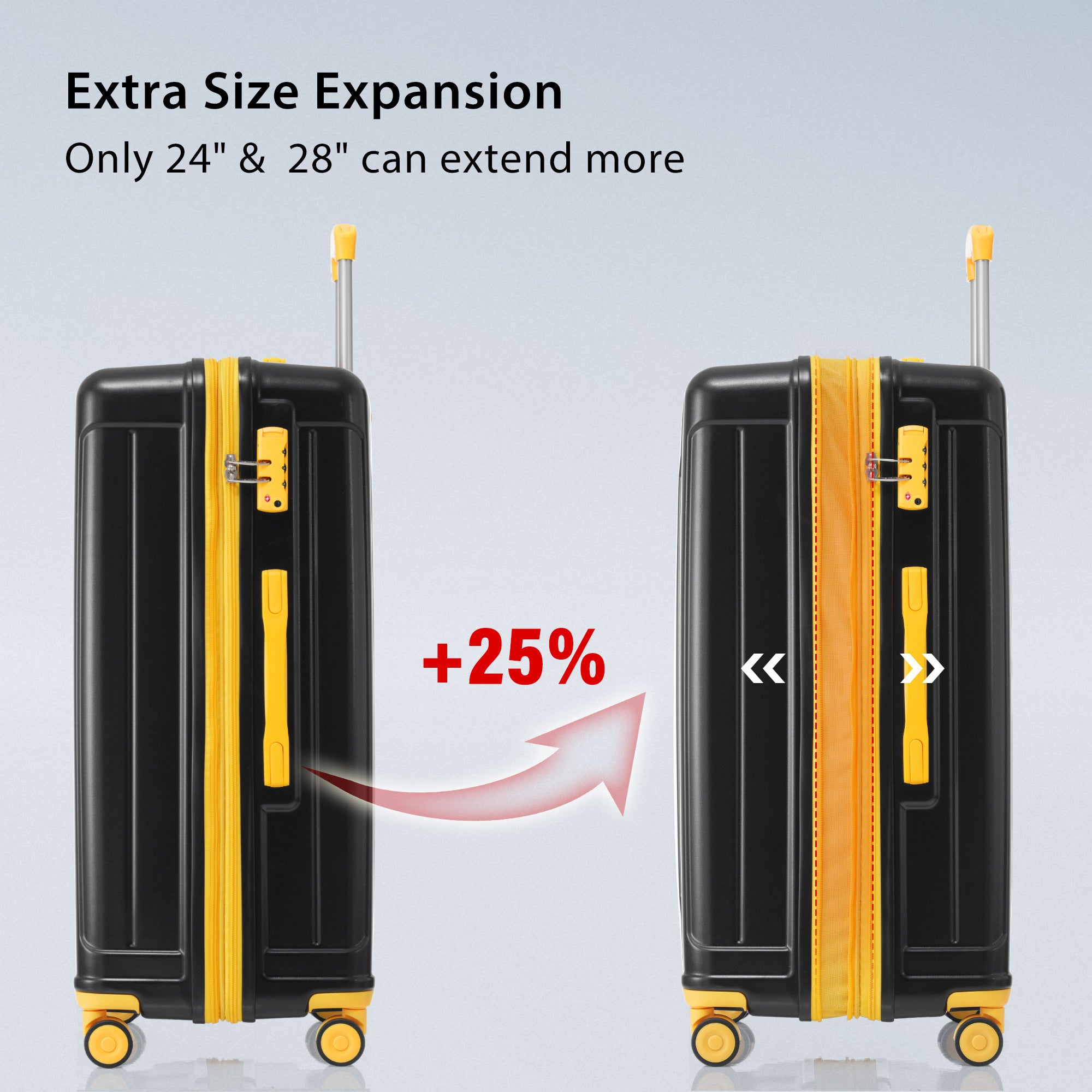 Hardside Luggage Sets 3 Pieces, Expandable Luggages black-abs