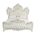 Adara Ek Bed Pearl White Pu & Antique White Finish Bd01248Ek Antique White Pu