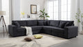 Oversized Length117.2''*Width 117.2'' Modular Sectional Sofa Couches Set ,Corduroy Upholstered Deep Seat Comfy Sofa For Living Room,Dark Gray Dark Gray Light Brown Polyester Wood Primary Living Space Medium Soft Cushion Back Modern Square Arms Wood 5