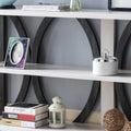 Modern Console Table With Three Open Shelves Grey And White White Oak Particle Board