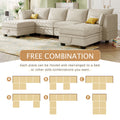 Modern Large U Shape Modular Sectional Sofa, Convertible Sofa Bed With Reversible Chaise For Living Room, Storage Seat Beige Linen 6 Seat