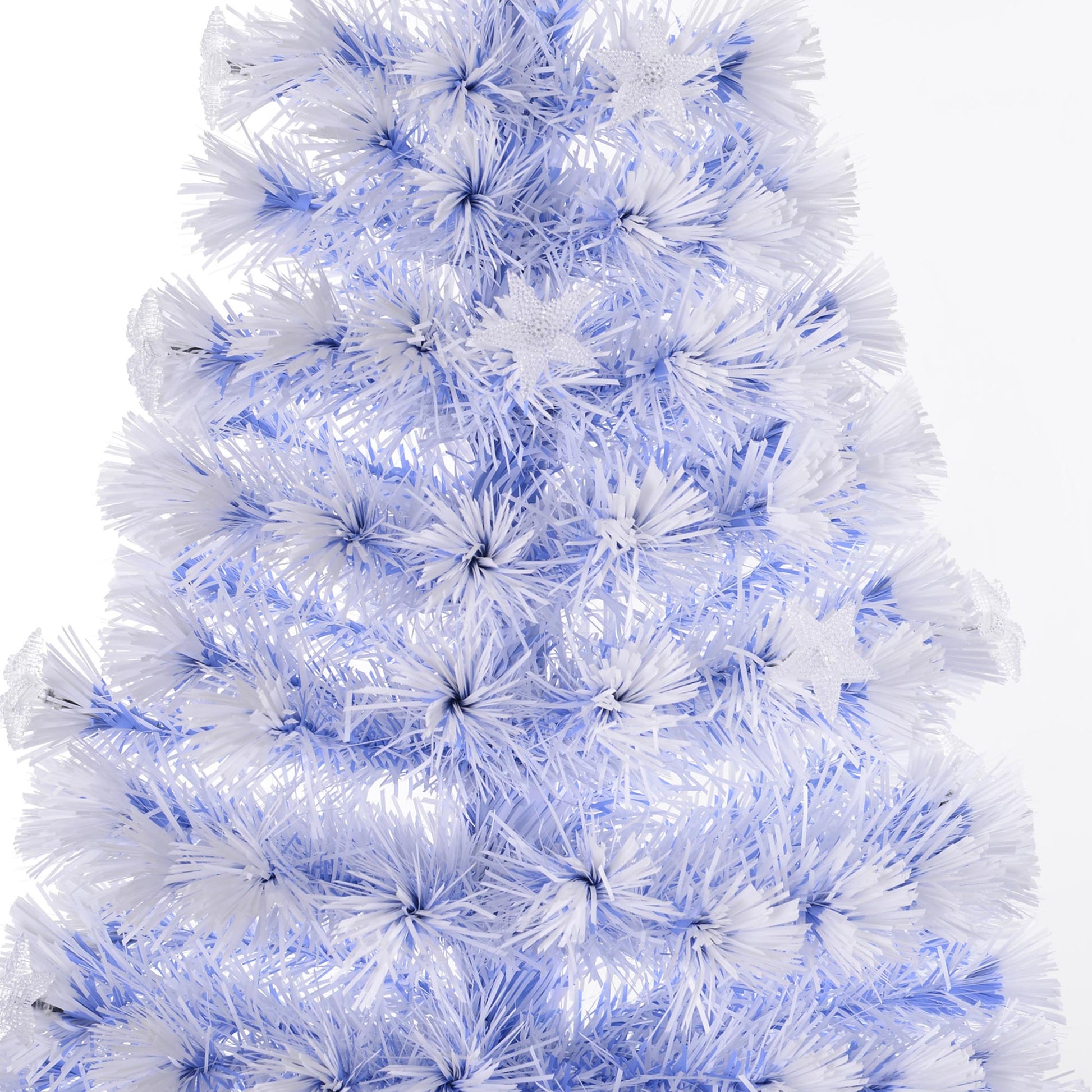 5Ft Tall Pre Lit Douglas Fir Artificial Christmas Tree With Realistic Branches, Multi Color Led Lights, Fiber Optics And 180 Tips White Blue Antique Blue Abs