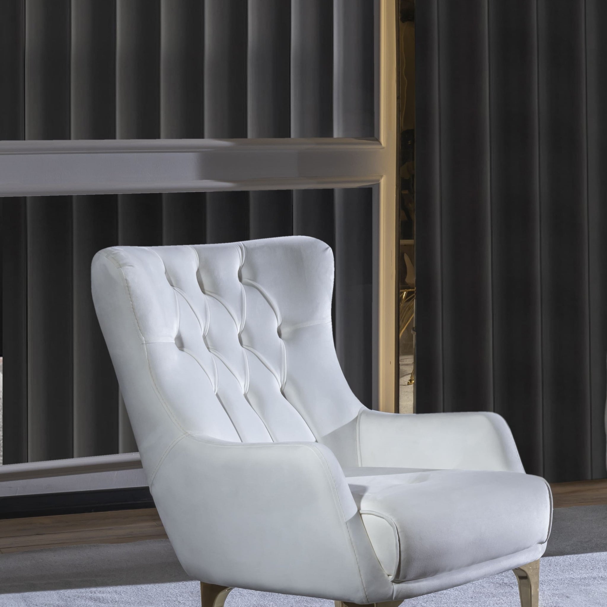 Lust Modern Style Chair In Off White Off White Modern Upholstered Wood