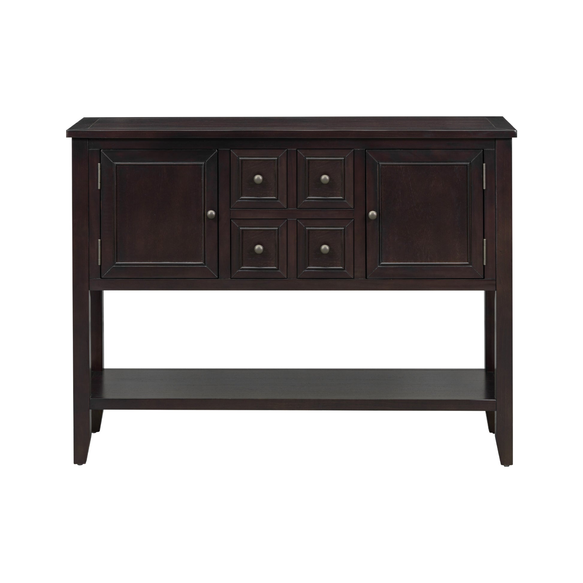 Cambridge Series Large Storage Vintage Console Table With Four Small Drawers And Bottom Shelf For Living Rooms, Entrances And Kitchens Espresso, Old Sku: Wf190263Aap Espresso Solid Wood Mdf