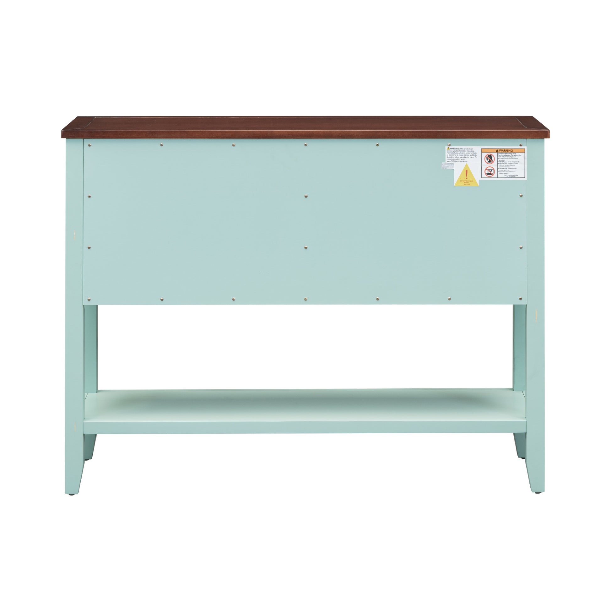 Cambridge Series Large Storage Vintage Console Table With Four Small Drawers And Bottom Shelf For Living Rooms, Entrances And Kitchens Retro Blue, Old Sku: Wf190263Aac Retro Blue Solid Wood Mdf