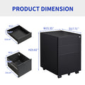 3 Drawer Mobile File Cabinet with Lock Steel File black-metal