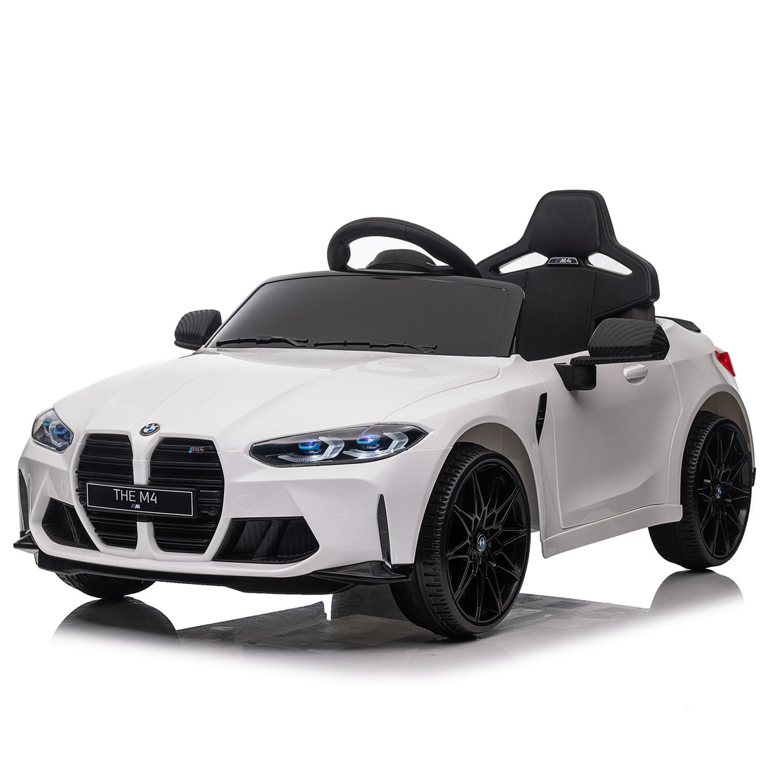 Bmw M4 12V Kids Ride On Toy Car 2.4G W Parents Remote Control,Three Speed Adjustable,Power Display, Usb,Mp3 ,Bluetooth,Led Light,Story,A Handle With Wheels And A Pull, Easy To Carry White Polyethylene