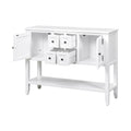 Cambridge Series Large Storage Vintage Console Table With Four Small Drawers And Bottom Shelf For Living Rooms, Entrances And Kitchens White, Old Sku: Wf190263Aaa White Solid Wood Mdf