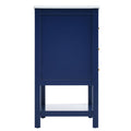 Viedo Modern 30Inch Navy Blue White Bathroom Vanity Cabinet Combo With Openstorge, Two Drawers Blue Bathroom Solid Wood Mdf