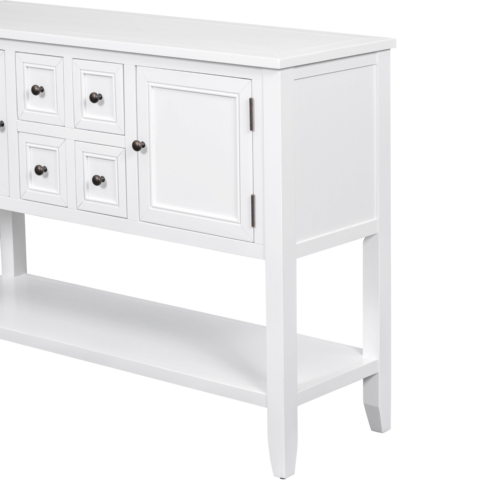 Cambridge Series Large Storage Vintage Console Table With Four Small Drawers And Bottom Shelf For Living Rooms, Entrances And Kitchens White, Old Sku: Wf190263Aaa White Solid Wood Mdf