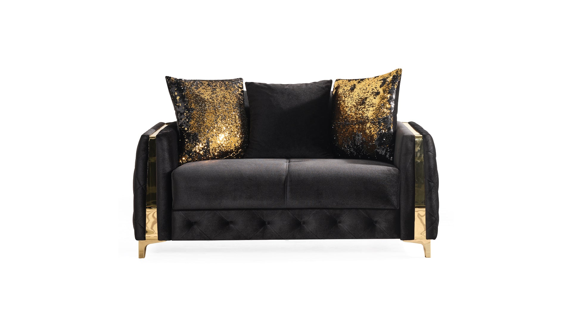 Lust Modern Style Loveseat In Black Black Wood Primary Living Space Modern Upholstered Wood