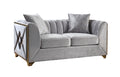 Velencia Modern Style Loveseat In Silver Silver Wood Primary Living Space Modern Upholstered Wood