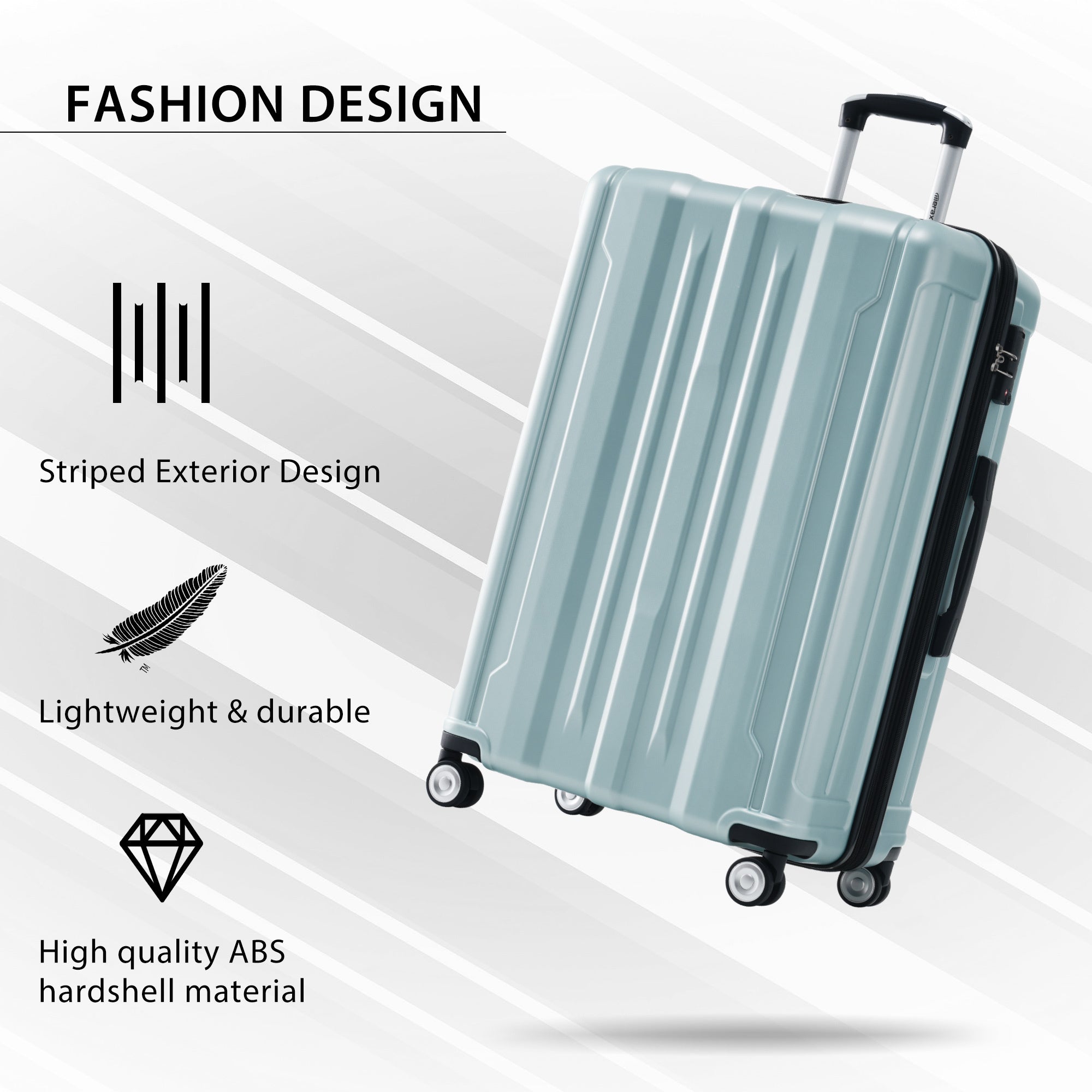 Hardside Luggage Sets 3 Pieces, Expandable Luggages blue-gray-abs