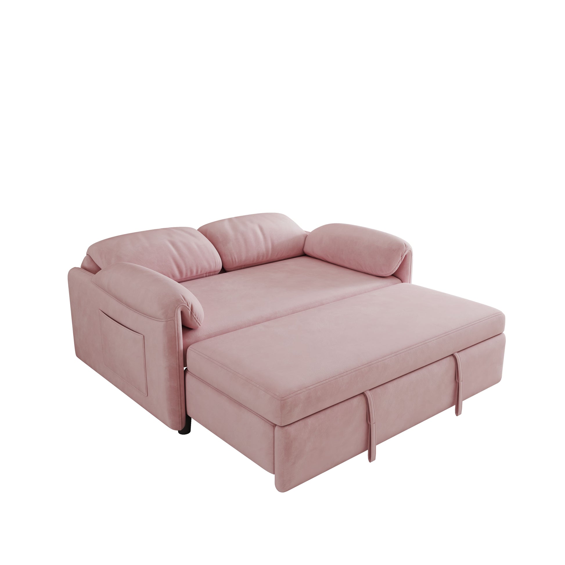 54 Inch Velvet Pink Sofa Sofa Bed Multi Purpose Living Room Retractable Bed Pink Velvet