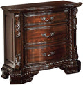 Formal Traditional 1Pc Nightstand Only Brown Cherry Solid Wood 3 Drawers Intricate Accents Glides Bronze Hanging Pulls Bedroom Furniture Brown Brown 3 Drawers Bedroom Bedside Cabinet Traditional Drawers Cherry Solid Wood