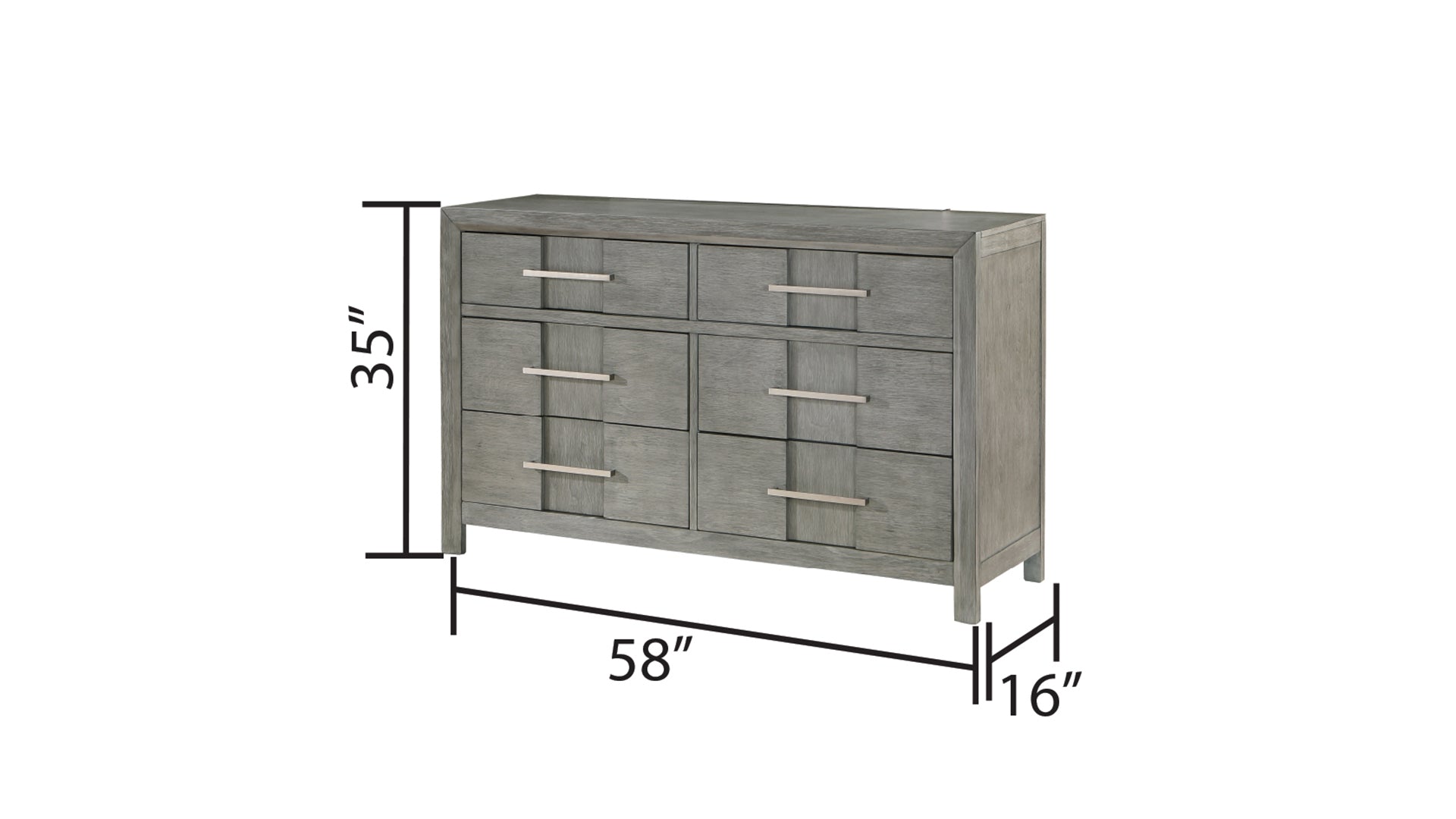 Kenzo Modern Style 6 Drawer Dresser Silver Coated gray-bedroom-contemporary-modern-solid