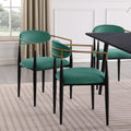 Modern Contemporary 5Pc Dining Set Black Sintered Stone Table And Green Chairs Fabric Upholstered Stylish Furniture Blackish Green Seats 4 Dining Room 60 Inches Contemporary,Modern,Ultra Modern Rectangular Dining Table With Chair Sintered Stone