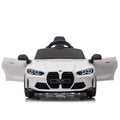 Bmw M4 12V Kids Ride On Toy Car 2.4G W Parents Remote Control,Three Speed Adjustable,Power Display, Usb,Mp3 ,Bluetooth,Led Light,Story,A Handle With Wheels And A Pull, Easy To Carry White Polyethylene