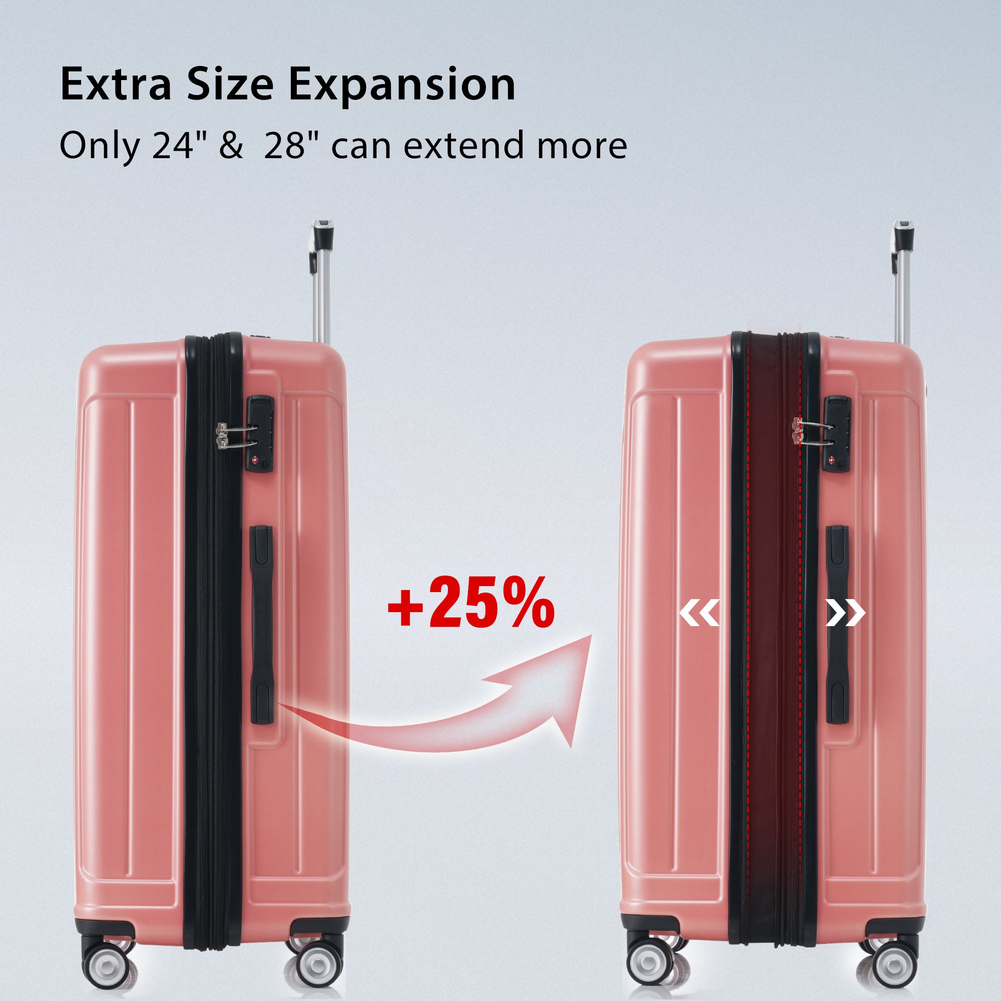 Hardside Luggage Sets 3 Pieces, Expandable Luggages pink-abs