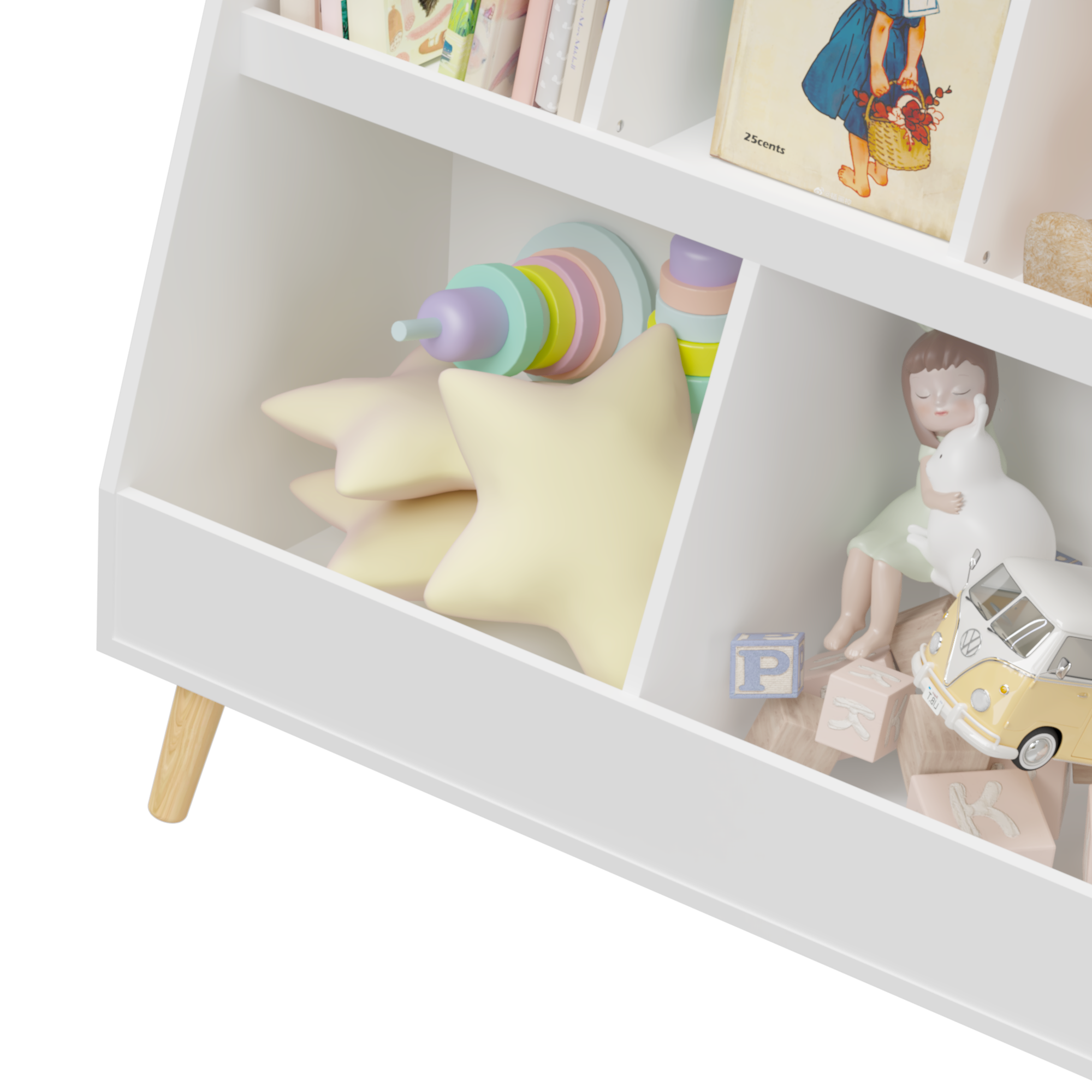 Kids Bookshelf and Toy Organizer, 5 Cubbies
