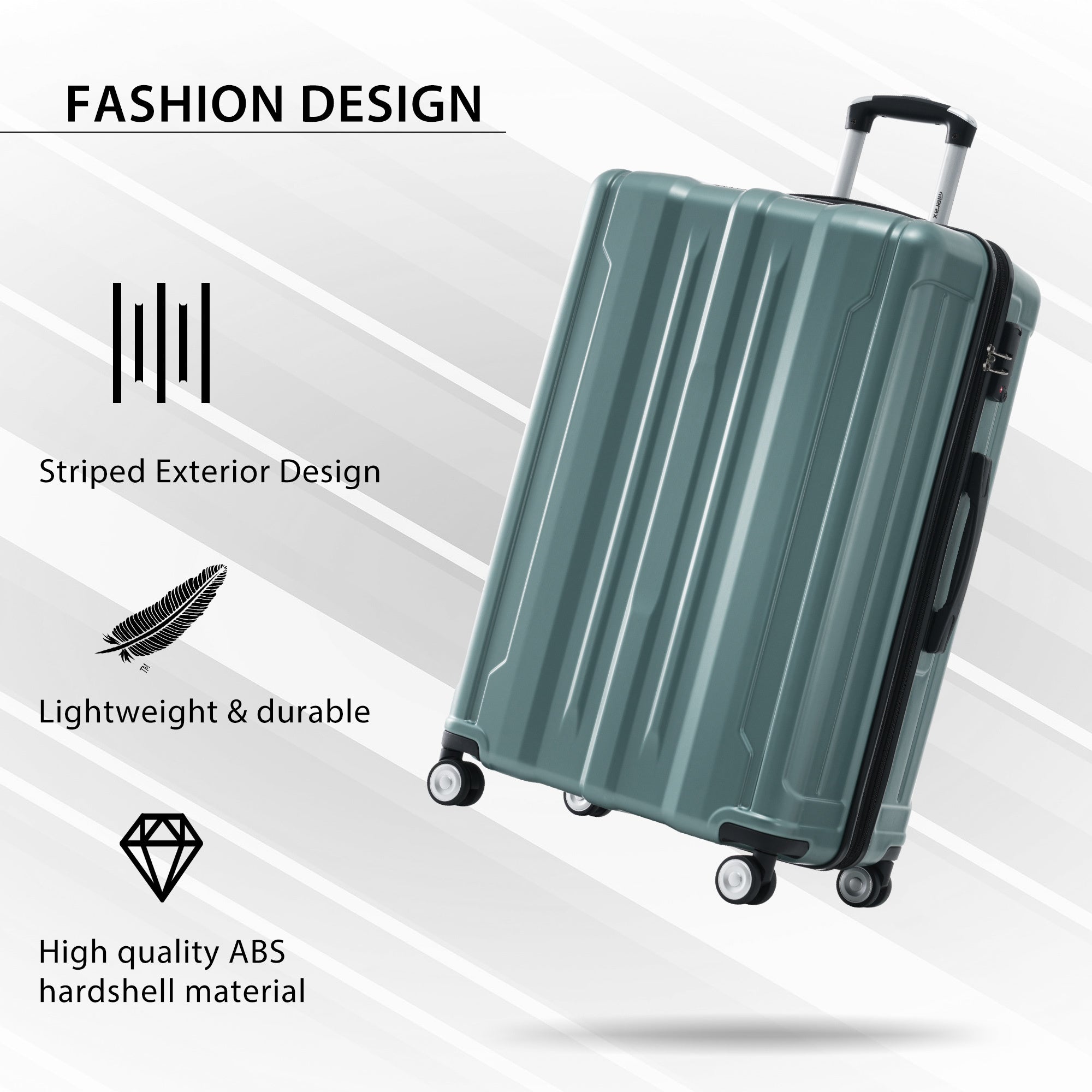 Hardside Luggage Sets 3 Pieces, Expandable Luggages light green-abs
